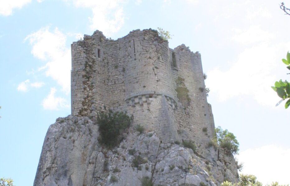 Photo du Chateau de pierres de Viviouvres en contre plongé